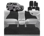 6D Diamond Car Floor Mats for Hyundai Palisade 2021-Current 7 Seater-Ultimate Set-Black-Outback GT