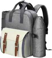 Alfresco Picnic Basket Backpack Set, Insulated Outdoor Food Storage Baskets C...