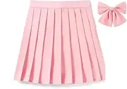[Generic] XS- 4XLHigh Waist A-Line Women Short White Mini Pleated Skirt Bowtie Dance Skirt