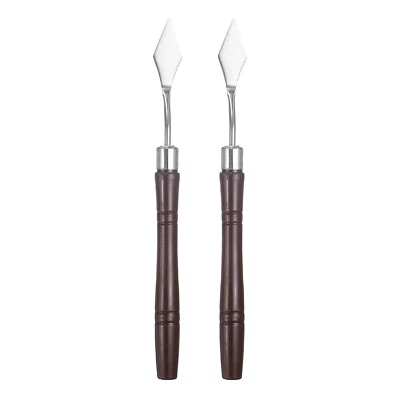 2pcs Painting Palette Knife 6.3" Flat Head Stainless Steel Blade, Red