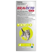 Bravecto Plus Flea, Tick & Worming Treatment 1.2-2.8kg Cat 2 Month Pack - 1pk