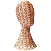 Rattan Mannequin Head Model for Wigs Styling Hat Display Rack Stand Holder
