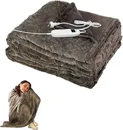 DreamZ Heated Blanket Electric Throw, Heating Blanket with 9 Heating Levels & 9 Hours Auto Off, Soft Cozy Flannel, Machine Washable with Fast Heating, 160cm x 130cm, SAA Certification, Dark Grey