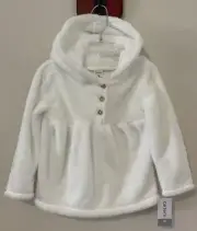 Carters Girls 4t White Pullover Half-Button Fleece Hoodie NWT! A1772