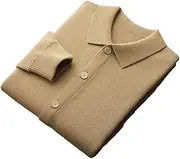 [Dninmim] Men's Wool Sweater Cardigan Wool Knitwear Polo Collar Coat Button Pockets Comfortable Coat Top