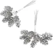 SHINEOFI 2Pcs Christmas Decorative Pine Picks with Pine Cones and Pine Branches Holiday Wreath Materials for Festive Ornaments and Home Decor