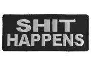 EMBROIDERED PATCH SHIT HAPPENS BIKE HARLEY VEST JACKET HELMET MASK BALACLAVA CAP