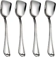 Dessert Spoon, Heart-Shaped Square Head Spoons, 18/10 Stainless Steel Spoon Set of 4,Ice Cream Spoons, Stirring Spoon for Tea, Cocktail, Sugar