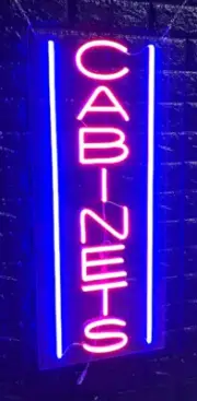 NEW "CABINETS" w/BORDER VERTICAL 30x12x1 INCH LED FLEX WINDOW INDOOR SIGN 31528