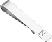 [uxcell] Initial Tie Clip for Men, Stainless Steel Letter N Alphabet Necktie Bar Pinch Clips 26 Letters A-Z with Gift Box for Regular Ties Wedding Father's Day, Silver Tone