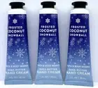 ❄️3 BATH & BODY WORKS FROSTED COCONUT SNOWBALL HAND CREAM 1 OZ SHEA BUTTER❄️