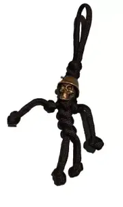 Bag, Backpack, Jacket Zipper Pull Keychain. Brass Skull