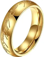 [strop-au] 6mm Rings, Steel Rings Glow in The Dark, The Lord of Rings Rule All Rings, Ideal Gifts for Men, Women (Gold/Silver)