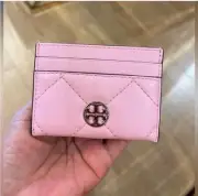 Tory Burch Willa Soft Quilt Slim Card Case Wallet In #165934 Pink Plie