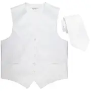New Polyester Formal Men's Tuxedo Vest Waistcoat & tie solid White prom