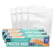 120Pcs Bags Freezer Bags Zip lock Press Lock Kitchen Fresh BPA Free Reusable Set