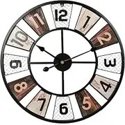 Garden Clocks Outdoor Waterproof, Large 23 Inches Wrought Iron Retro Clock Outdoor Clocks for The Garden Wall Mounted Ornament Open Face Outside Clock Weatherproof Indoor Outdoor D