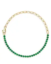Bloomingdale's Fine Collection Emerald Chain Link Bracelet in 14K Yellow Gold