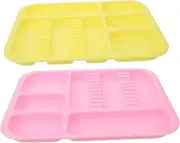 2Pcs Tool Tray Plastic Storage Plate with Divided Sections for Organizing for Clinics and Home Use
