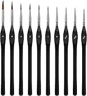 CJESLNA Artist Paint Brushes Set Professional Detail Paint Brushes Art Painting Tools for Face Painting,Watercolor,Acrylic, Nail Art & Models (Black 10Pcs)