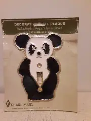 Panda Bear Light Switch Cover Metal gold tone ornate enamel Pearl Maid New