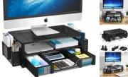 2 Tier Metal Monitor Stand Monitor riser and Computer Desk Organizer with