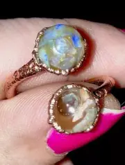 Australian Opal Ring Fire Opal Boho Handmade Designer Fidget Ring One Of A Kind