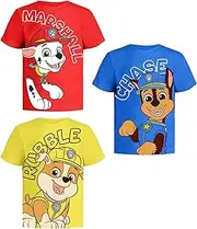 [Nickelodeon] Paw Patrol Graphic T-Shirts (3 Pack) Rubble, Chase & Marshall Character Outfit Toddlers Birthday Boys (2t, 3t, 4t, 5t-10/12)