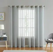 Meiying Light Grey Semi Sheer Curtains for Living Room 84 Inch Length 2 Panels