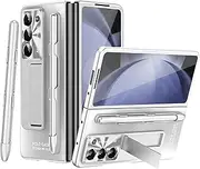 [INGIDO] Designed for Samsung Galaxy Z Fold 5 Case with S Pen & Kickstand & Front Screen Protector Luxury Phone Cover Case for Galaxy Z Fold 5 (2023),Silver