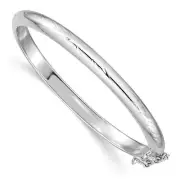 .925 Sterling Silver Rhodium Plated Textured 4mm Hinged Child's Bangle 5"