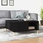 Wooden Coffee Table Black 80x80x36.5cm Modern Sofa Lounge Side Lamp Storage