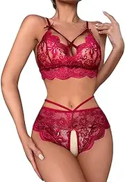 [Generic] Sexy Corsets Lingerie for Women Steel Ladies Corsets Underwear Lace Pajamas Chest Corset Suit Underwear Stickers Stockings for Women Lingerie Petite (Red-1, S)