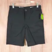 Volcom Frickin Boys Chino Shorts 27 Black Modern Fit Straight Slash Pockets