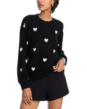 Aqua Cashmere Heart Crewneck Sweater - Exclusive