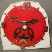 VINTAGE Ramar IND Plastic Clock Face Red Shriner 6"x5.75"