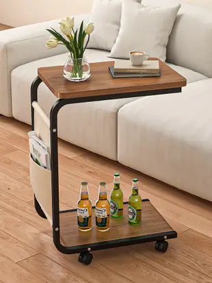簡約現代風格移動茶几帶輪設計方便移動可搭配沙發使用 (7.6折)