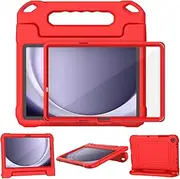 [Suplik] Kids Case for Samsung Galaxy Tab A9 Plus 11 Inch 2023 (SM-X210/X216/X218), Galaxy Tab A9+ 11"" Case with Screen Protector, Durable Shockproof Lightweight Handle Stand Cover for Kids, Red