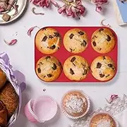 Silicone Muffin Mold,Silicone Muffin Pan Cupcake Tray | 6 Cup Silicone Muffin Molds for Making Muffins, Cup Cakes, Tart, Bread, Dishwasher