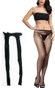 [Norhogo] Sexy Women's Open Fork Net Stockings, Open Tights, Black Fishnet Stockings for Women, Cosplay Nylon Open Horse Stockings, black, One size