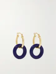 [Mateo] Mateo - Donut 14-karat Gold Lapis Lazuli Hoop Earrings - One size One size Gold