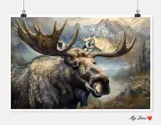 Bull Moose Head 2 - Chart Counted Cross Stitch Patterns Needlework DMC Color DIY