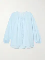 [Skin] Skin - Blair Organic Cotton-voile Shirt - Light blue - 3 3 Blue