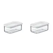 2x Mepal Modula Mini Food Storage Box Stackable Container w/Lid 425ml/14oz White