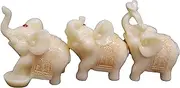 We pay your sales tax Feng Shui Set of 3 Elephant Statues Wealth Lucky Figurines Home Decor Housewarming Congratulatory Gift (Yellow Jade)