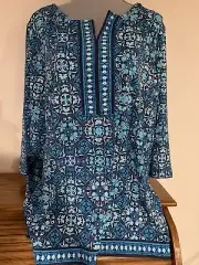 TALBOTS Women’s Floral Print Tunic Top Plus Size 2X Retail $79.50