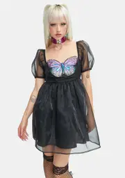 [Current Mood] Take Flight Butterfly Puff Sleeve Dress