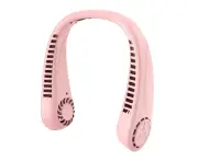 Pink-Neck hanging fan usb portable leafless neck hanging fan cooling lazy neck hanging fan