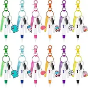 Mini Highlighter Nurse Pens for Badge Reel Pen Include 12 Tip Highlighter 12Permanent Marker Pen and 12 Retractable Ball Pen with 12 Nursing Keychain Clip (60pcs)