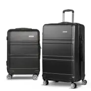 Wanderlite 2pc Luggage Trolley Set Suitcase Cabin Travel TSA Hard Case Bag Black